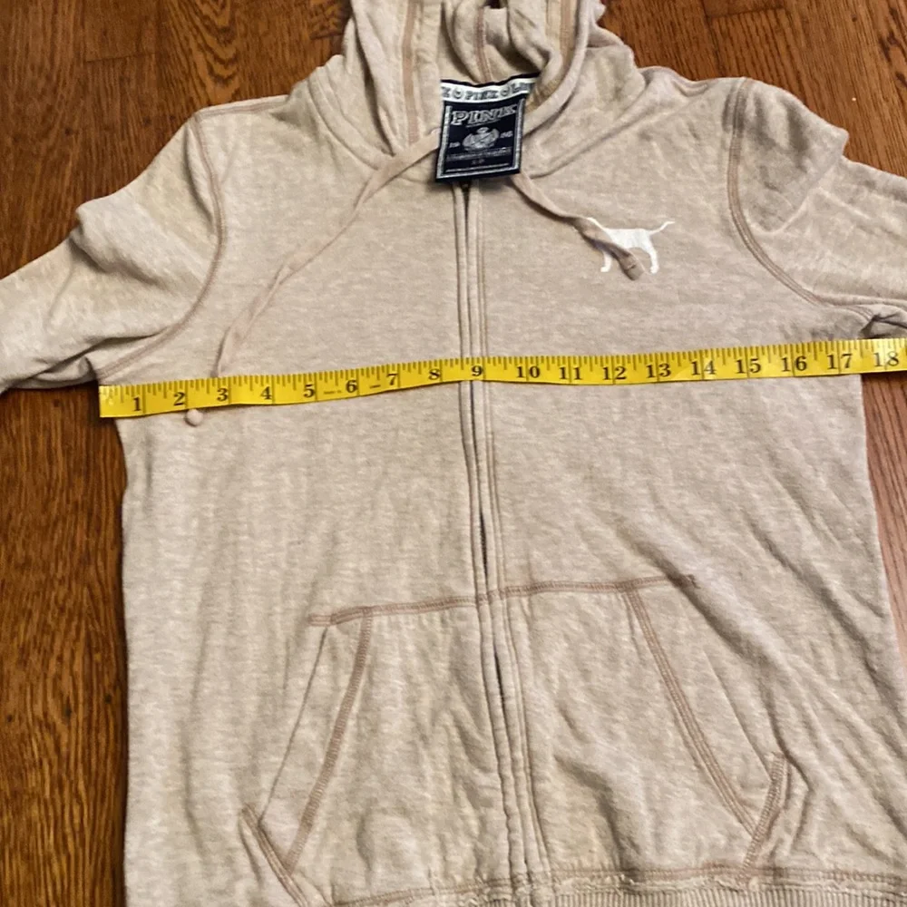 Vintage Victoria’s Secret PINK Small Tan Graphic Detail Full ZIP Thin Hoodie_8